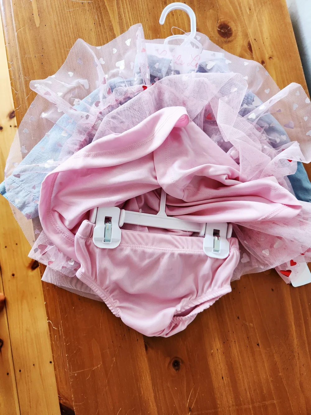 NWT Little Lass 3-6 Month Denim Jacket with Pink Heart Tulle Dress - Picture 3 of 6